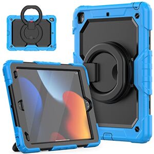 HUEZOE Case for iPad 10.2 Inch, Model 2021/2020/2019 Shockproof Full Body Protective Cover with 360 Degree Rotating Stand Shoulder Strap for iPad 9/8/7, Light Blue HUEZOE Case for iPad 10.2 Inch, Model 2021/2020/2019 Shockproof Full Body Protective Cover with 360 Degree Rotating Stand Shoulder Strap for iPad 9/8/7, Light Blue
