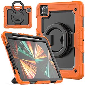 HUEZOE Compatible iPad Pro 11 Inch Case, Model 2021/2020/2018, Shockproof Protective Cover for Full Body Rugged with Swivel Holder/Pen Holder, Orange HUEZOE Compatible iPad Pro 11 Inch Case, Model 2021/2020/2018, Shockproof Protective Cover for Full Body Rugged with Swivel Holder/Pen Holder, Orange