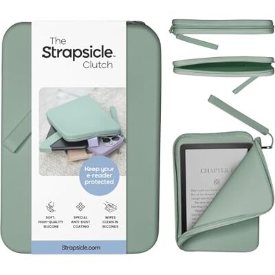 Strapsicle Silicone Clutch for Kindle & E-Readers Multi-Purpose Bag for Phone, Wallet & Keys Fits 6'' Kindles, Kobos, Nook, 6.8" Paperwhite, iPad Mini 6 Anti-Dust Coating Sage Strapsicle Silicone Clutch for Kindle & E-Readers Multi-Purpose Bag for Phone, Wallet & Keys Fits 6'' Kindles, Kobos, Nook, 6.8" Paperwhite, iPad Mini 6 Anti-Dust Coating Sage