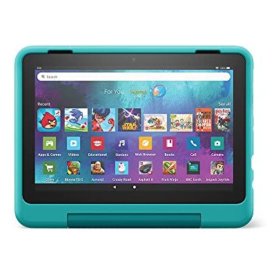 Amazon Kid-Friendly Case for Fire HD 8 tablet Only compatible with 12th-generation tablet (2022 release), Hello Teal Amazon Kid-Friendly Case for Fire HD 8 tablet Only compatible with 12th-generation tablet (2022 release), Hello Teal