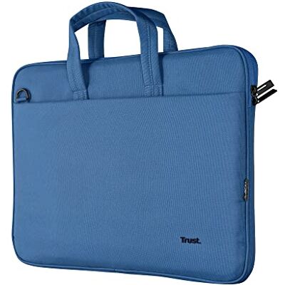 Trust Bologna Sustainable Slim Laptop Bag 16 Inch with Shoulder Strap, Eco Bag, Recycled Plastic Laptop Case, RPET Work Bag, Lightweight Carrying Case for Travel, Business, Office, School Blue Trust Bologna Sustainable Slim Laptop Bag 16 Inch with Shoulder Strap, Eco Bag, Recycled Plastic Laptop Case, RPET Work Bag, Lightweight Carrying Case for Travel, Business, Office, School Blue