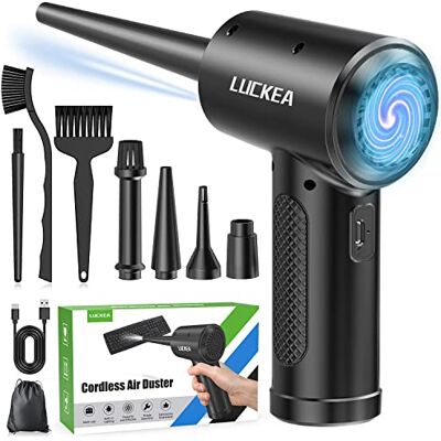 LUCKEA Electric Compressed Air Duster Cleaner for PC Rechargeable 6000mAH Air Blower for Laptop Electronics, Compressed Air for Computer Keyboard Car Cleaning, Alternative to Canned Air Duster LUCKEA Electric Compressed Air Duster Cleaner for PC Rechargeable 6000mAH Air Blower for Laptop Electronics, Compressed Air for Computer Keyboard Car Cleaning, Alternative to Canned Air Duster
