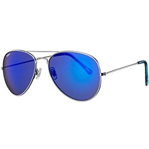 Zippo Eyewear Flash Pilot Sunglasses UV400 Protection Logo Adult Unisex Made in USA Silver Frame, Multilayer Blue Lenses, Blue Temple Silver Zippo Eyewear Flash Pilot Sunglasses UV400 Protection Logo Adult Unisex Made in USA Silver Frame, Multilayer Blue Lenses, Blue Temple Silver
