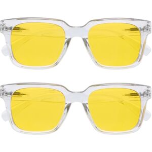 OPULIZE ERA Sunglasses Yellow Tinted Lens 2 Pack Anti-reflective & Anti-Glare Polarised Lenses With UV400 Protection Oversized Rectangular Frame Spring Hinges Clear Mens Womens OPULIZE ERA Sunglasses Yellow Tinted Lens 2 Pack Anti-reflective & Anti-Glare Polarised Lenses With UV400 Protection Oversized Rectangular Frame Spring Hinges Clear Mens Womens