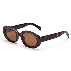 Kachawoo Retro Oval Sunglasses Polarised Men Women Fashion Sunglasses With Uv400 Protection Driving Glasses, Leopard With Brown, Large