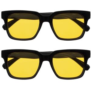 OPULIZE ERA Sunglasses Yellow Tinted Lens 2 Pack Anti-reflective & Anti-Glare Polarised Lenses With UV400 Protection Oversized Rectangular Frame Spring Hinges Black Mens Womens OPULIZE ERA Sunglasses Yellow Tinted Lens 2 Pack Anti-reflective & Anti-Glare Polarised Lenses With UV400 Protection Oversized Rectangular Frame Spring Hinges Black Mens Womens