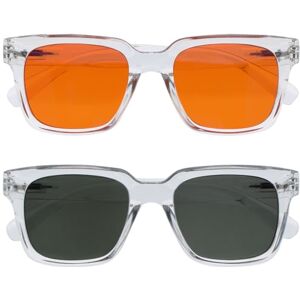 OPULIZE ERA Sunglasses Orange/Green Lens 2 Pack Anti-reflective Anti-Glare Polarised Lenses With UV400 Protection Oversized Rectangular Frame Spring Hinges Clear Mens Womens OPULIZE ERA Sunglasses Orange/Green Lens 2 Pack Anti-reflective Anti-Glare Polarised Lenses With UV400 Protection Oversized Rectangular Frame Spring Hinges Clear Mens Womens