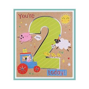 Clintons: Large 2 With Farm Characters, 2nd Birthday, Boy for him 137x159mm Multi-Colour 1165687