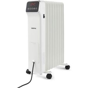 GEEPAS Digital Oil Filled Radiator Heater 2000W, 9 Fin Portable Electric Heater with Remote & LED Display 3 Heat Modes 9Hr Timer Adjustable Thermostat Energy Efficient 2 Year Warranty White GEEPAS Digital Oil Filled Radiator Heater 2000W, 9 Fin Portable Electric Heater with Remote & LED Display 3 Heat Modes 9Hr Timer Adjustable Thermostat Energy Efficient 2 Year Warranty White