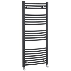 nuie MTY104 Modern Bathroom Vertical Heated Ladder Towel Rail with Curved Rails, 1150mm x 500mm, Anthracite nuie MTY104 Modern Bathroom Vertical Heated Ladder Towel Rail with Curved Rails, 1150mm x 500mm, Anthracite
