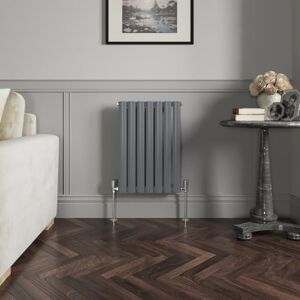 NRG 600 x 413 mm Horizontal Column Radiator Anthracite Single Oval Panel Designer Radiator Bathroom Central Heating with One Pair of Free Modern Angle Valves NRG 600 x 413 mm Horizontal Column Radiator Anthracite Single Oval Panel Designer Radiator Bathroom Central Heating with One Pair of Free Modern Angle Valves