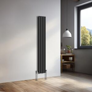NRG 1600x236mm Vertical Oval Double Panel Heater Column Radiator Central Heating Radiators Designer Tall Radiators Black NRG 1600x236mm Vertical Oval Double Panel Heater Column Radiator Central Heating Radiators Designer Tall Radiators Black