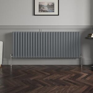 NRG 600 x 1593 mm Horizontal Column Radiator Anthracite Double Oval Panel Designer Radiator Bathroom Central Heating with One Pair of Free Modern Angle Valves NRG 600 x 1593 mm Horizontal Column Radiator Anthracite Double Oval Panel Designer Radiator Bathroom Central Heating with One Pair of Free Modern Angle Valves