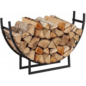 Relaxdays Firewood Rack, Half-Round, Indoors, Powder-Coated Steel, Log Cradle, HxWxD 55x92x21 cm, Black, 10028771 Relaxdays Firewood Rack, Half-Round, Indoors, Powder-Coated Steel, Log Cradle, HxWxD 55x92x21 cm, Black, 10028771