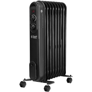 Russell Hobbs 2000W/2KW Oil Filled Radiator, 9 Fin Portable Electric Heater Black, Adjustable Thermostat with 3 Heat Settings, Overheat Protection, 20m sq Room Size, 2 Year Guarantee RHOFR9004B Russell Hobbs 2000W/2KW Oil Filled Radiator, 9 Fin Portable Electric Heater Black, Adjustable Thermostat with 3 Heat Settings, Overheat Protection, 20m sq Room Size, 2 Year Guarantee RHOFR9004B