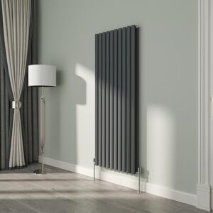NRG 1600x590mm Oval Column Designer Radiator Double Panel Anthracite Bathroom Central Heating NRG 1600x590mm Oval Column Designer Radiator Double Panel Anthracite Bathroom Central Heating