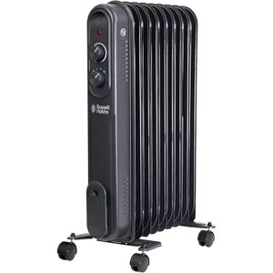 Russell Hobbs 2000W/2KW Oil Filled Radiator, 9 Fin Portable Electric Heater Anthracite, Adjustable Thermostat with 3 Heat Settings, Overheat Protection, 20m sq Room Size 2 Year Guarantee RHOFR9004A Russell Hobbs 2000W/2KW Oil Filled Radiator, 9 Fin Portable Electric Heater Anthracite, Adjustable Thermostat with 3 Heat Settings, Overheat Protection, 20m sq Room Size 2 Year Guarantee RHOFR9004A
