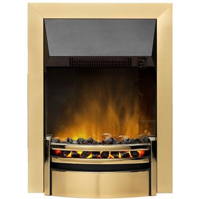 Dimplex Kansas Optiflame Inset Electric Fire, Brass LED Flame Effect Fireplace With Real Coals, 2kW Fan Heater and 1000/2000 Watt Settings, Inset/Recess Depth 7cm Dimplex Kansas Optiflame Inset Electric Fire, Brass LED Flame Effect Fireplace With Real Coals, 2kW Fan Heater and 1000/2000 Watt Settings, Inset/Recess Depth 7cm