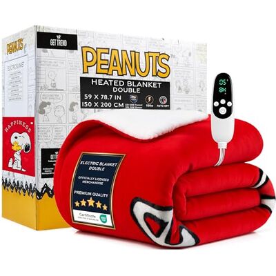 Get Trend Peanuts Snoopy Electric Blanket 150x200cm, Double Size Soft & Luxurious Sherpa Fleece Heated Blanket, 9 Heat Settings 12-Hour Auto-Off Timer (Red Snoopy, Double UK) Get Trend Peanuts Snoopy Electric Blanket 150x200cm, Double Size Soft & Luxurious Sherpa Fleece Heated Blanket, 9 Heat Settings 12-Hour Auto-Off Timer (Red Snoopy, Double UK)