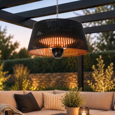 Jack Stonehouse JSH Lunara Electric Outdoor Hanging Garden Patio Heater Remote Control Halogen Decking Lamp Radiant Ceiling Mounted Heat Powerful 1500w Stylish Modern Lampshade Design 1.5KW Black Jack Stonehouse JSH Lunara Electric Outdoor Hanging Garden Patio Heater Remote Control Halogen Decking Lamp Radiant Ceiling Mounted Heat Powerful 1500w Stylish Modern Lampshade Design 1.5KW Black
