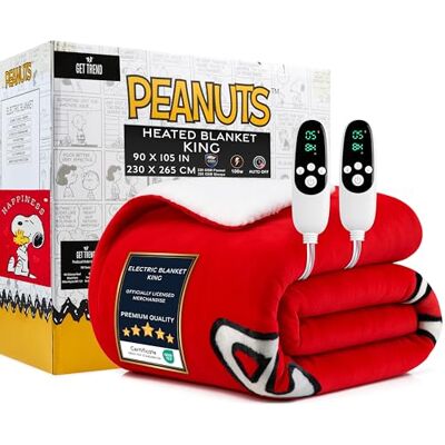Get Trend Peanuts Snoopy Electric Blanket 230x265cm, King Size Soft & Luxurious Sherpa Fleece Heated Blanket, 9 Heat Settings & 12-Hour Auto-Off Timer (Red Snoopy, King UK) Get Trend Peanuts Snoopy Electric Blanket 230x265cm, King Size Soft & Luxurious Sherpa Fleece Heated Blanket, 9 Heat Settings & 12-Hour Auto-Off Timer (Red Snoopy, King UK)