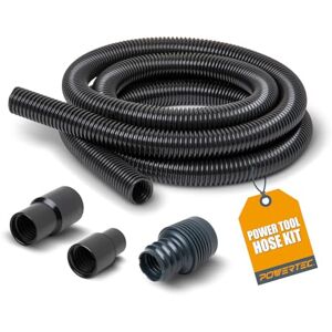 POWERTEC 70356 10 ft Hose Dust Collection Kit for Woodworking Power Tools, Wet/Dry Work Shop Vacuums, Miter Table Saw 2 Fittings Plus 1 Quick Connector 2-1/4" to 2-1/2" OD, Black POWERTEC 70356 10 ft Hose Dust Collection Kit for Woodworking Power Tools, Wet/Dry Work Shop Vacuums, Miter Table Saw 2 Fittings Plus 1 Quick Connector 2-1/4" to 2-1/2" OD, Black