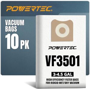 POWERTEC 75017-P2 High Efficiency Replacement Filter Bag for Ridgid/Workshop Wet/Dry Vacuum VF3501 / WS32045F 10 Pack POWERTEC 75017-P2 High Efficiency Replacement Filter Bag for Ridgid/Workshop Wet/Dry Vacuum VF3501 / WS32045F 10 Pack
