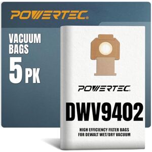 POWERTEC 75029 Self-Cleaning Fleece Replacement Filter Bag for DeWalt DWV012 Dust Extractors (5 Pack) POWERTEC 75029 Self-Cleaning Fleece Replacement Filter Bag for DeWalt DWV012 Dust Extractors (5 Pack)