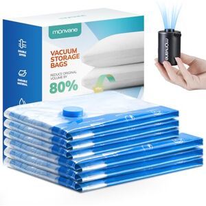 MONVANE Vacuum Compression Storage Bags for Clothes 6 Pack Reusable Space Saver Bags with Wireless Electric Air Pump for travel (3 Medium + 3 Small) MONVANE Vacuum Compression Storage Bags for Clothes 6 Pack Reusable Space Saver Bags with Wireless Electric Air Pump for travel (3 Medium + 3 Small)