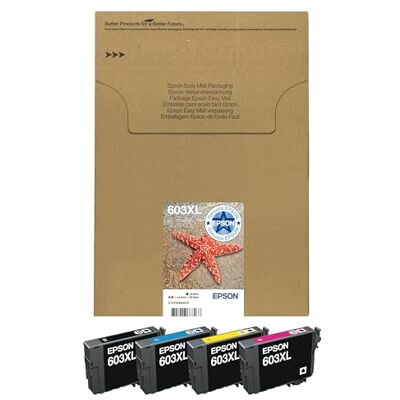 Epson 603XL Starfish High Yield Genuine Multipack, Eco-Friendly Packaging, 4-Colours Ink Cartridges Epson 603XL Starfish High Yield Genuine Multipack, Eco-Friendly Packaging, 4-Colours Ink Cartridges