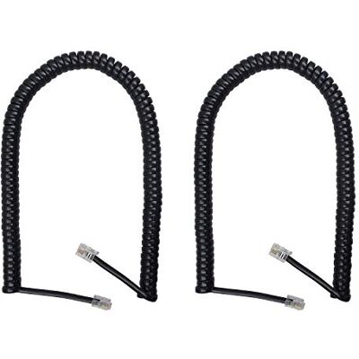 Duttek Telephone Cord Cable Black Coiled Telephone Phone Handset Cable Cord, RJ9 Coiled Length 3 to 10 feet Uncoiled (Pack of 2) Duttek Telephone Cord Cable Black Coiled Telephone Phone Handset Cable Cord, RJ9 Coiled Length 3 to 10 feet Uncoiled (Pack of 2)
