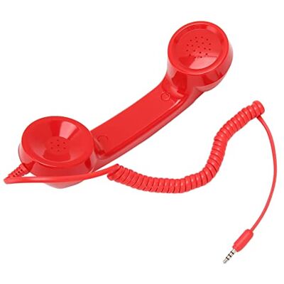 Raqz Retro Telephone Handset, Operation Radiation-Proof Handheld Cell Phone Receiver 3.5mm Headphone Jack for Computers (Red) Raqz Retro Telephone Handset, Operation Radiation-Proof Handheld Cell Phone Receiver 3.5mm Headphone Jack for Computers (Red)