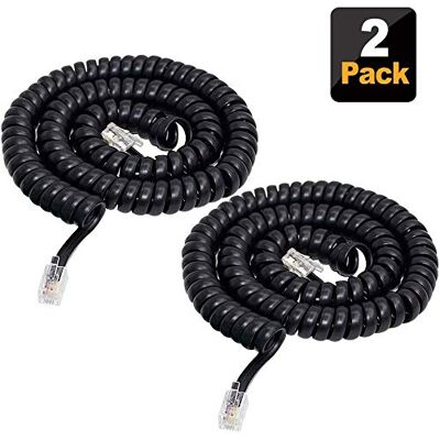 SHONCO (7m 2Pack) Black Telephone Phone Handset Cable Cord, 4P4C Coiled Length 0.9 to 7 m Uncoiled Landline Phone Handset Cable Cord RJ9 SHONCO (7m 2Pack) Black Telephone Phone Handset Cable Cord, 4P4C Coiled Length 0.9 to 7 m Uncoiled Landline Phone Handset Cable Cord RJ9