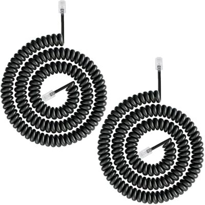 Uvital Telephone Handset Cable for Landline, RJ9 Phone Cord 3M Uncoiled Coiled 0.4m to Uncoiled 3m Landline Phone Cable, RJ9/RJ10 4P4C Connector Curly Cords for Home Office(Black,2 PCS) Uvital Telephone Handset Cable for Landline, RJ9 Phone Cord 3M Uncoiled Coiled 0.4m to Uncoiled 3m Landline Phone Cable, RJ9/RJ10 4P4C Connector Curly Cords for Home Office(Black,2 PCS)