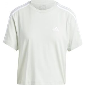 adidas Women's Essentials 3-Stripes Single Jersey Crop Top, Linen Green, L adidas Women's Essentials 3-Stripes Single Jersey Crop Top, Linen Green, L