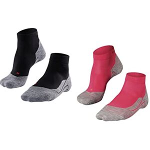 FALKE Women's RU4 Endurance Short Multipack W Sso Cotton Anti-Blister 2 Pairs Running Socks, Multicolor Black Pink 0020, 4-5 FALKE Women's RU4 Endurance Short Multipack W Sso Cotton Anti-Blister 2 Pairs Running Socks, Multicolor Black Pink 0020, 4-5