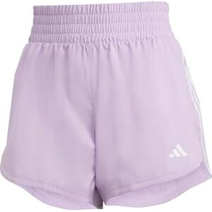 adidas Women's Pacer Training 3-Stripes Woven High-Rise Shorts, Powder Plum/White, M 5 inch adidas Women's Pacer Training 3-Stripes Woven High-Rise Shorts, Powder Plum/White, M 5 inch