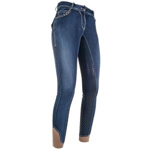 HKM Adult Riding Jodhpurs, Pasadena-Summer Denim Silicone Full Seat 6100, Denim Blue, Size 8 HKM Adult Riding Jodhpurs, Pasadena-Summer Denim Silicone Full Seat 6100, Denim Blue, Size 8