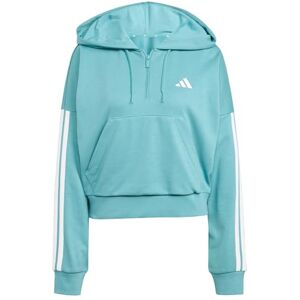 adidas Women's ESSENTIALS 3-STRIPES FRENCH TERRY QUARTER-ZIP HOODIE, Powder Teal/White, XL adidas Women's ESSENTIALS 3-STRIPES FRENCH TERRY QUARTER-ZIP HOODIE, Powder Teal/White, XL