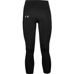 Under Armour Women Qualifier Speedpocket Roadside Runway Crop Legging Black/Reflective (001), Large Under Armour Women Qualifier Speedpocket Roadside Runway Crop Legging Black/Reflective (001), Large