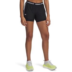 Under Armour Women's Tech Play Up 2in1 Shorts, Comfortable Dual Loose-Fit Compression Shorts for Women, Gym Shorts with Pockets Black/Black/White Under Armour Women's Tech Play Up 2in1 Shorts, Comfortable Dual Loose-Fit Compression Shorts for Women, Gym Shorts with Pockets Black/Black/White
