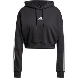 adidas Women's ESSENTIALS 3-STRIPES FRENCH TERRY CROPPED HOODIE, black/white, XL adidas Women's ESSENTIALS 3-STRIPES FRENCH TERRY CROPPED HOODIE, black/white, XL
