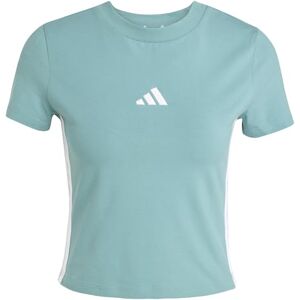 adidas Women's Essentials 3 Stripes Slim Baby T-Shirt, Powder Teal/White, XS adidas Women's Essentials 3 Stripes Slim Baby T-Shirt, Powder Teal/White, XS