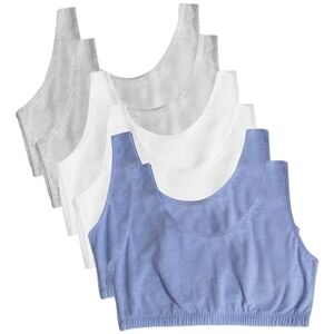 Fruit of the Loom Women's Built Up Tank Style Sports Bra Value Pack, Opaque, Heather Gray/White/Heather Blue-Pack of 6, 38 Fruit of the Loom Women's Built Up Tank Style Sports Bra Value Pack, Opaque, Heather Gray/White/Heather Blue-Pack of 6, 38