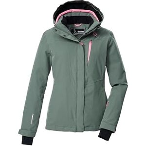 killtec KSW 25 WMN Ski Jacket/Functional Jacket with Zip-Off Hood and Snow Guard 48 43411-000 Green Grey killtec KSW 25 WMN Ski Jacket/Functional Jacket with Zip-Off Hood and Snow Guard 48 43411-000 Green Grey
