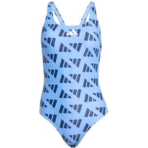 adidas Women's Logo Graphic V-Back Swimsuit, Blue Fusion/Dark Blue, 42 adidas Women's Logo Graphic V-Back Swimsuit, Blue Fusion/Dark Blue, 42