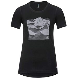 Odlo Women's Crew Neck Alliance T-Shirt, Black Collage Print, SS19, XS Odlo Women's Crew Neck Alliance T-Shirt, Black Collage Print, SS19, XS