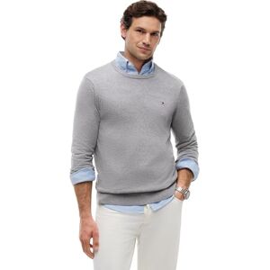 Tommy Hilfiger Men’s Essential Cotton Crew Neck Jumper, Grey (Medium Grey Heather), XS Tommy Hilfiger Men’s Essential Cotton Crew Neck Jumper, Grey (Medium Grey Heather), XS