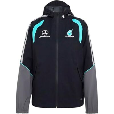 adidas Women's MERCEDES AMG PETRONAS FORMULA 1 TEAM MECHANICS RAIN JACKET, black/grey two, XL adidas Women's MERCEDES AMG PETRONAS FORMULA 1 TEAM MECHANICS RAIN JACKET, black/grey two, XL