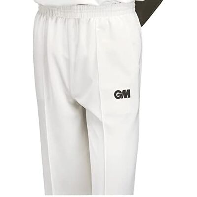 Gunn & Moore GM, Cricket Trousers, Athletic Fit Elasticated Waist 2 Pockets, Quick Drying & Enhanced Moisture Management, Off White with GM Logo, XS Boys Waist 23-24" Unfinished Hem Gunn & Moore GM, Cricket Trousers, Athletic Fit Elasticated Waist 2 Pockets, Quick Drying & Enhanced Moisture Management, Off White with GM Logo, XS Boys Waist 23-24" Unfinished Hem